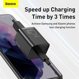 Зарядное устройство Baseus Type-C to Type-C Cable Super si Quick Charger 1Type-C, 3A/25W, PD/QC Black (TZCCSUP-L02), изображение 6