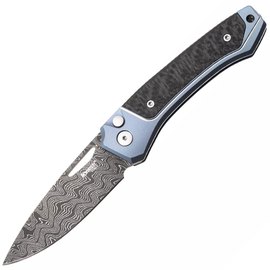 Коллекционный нож Lionsteel Twain Damascus Titanium Carbon Fiber Blue (TW D BL)