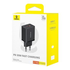 Зарядное устройство Baseus Cube Fast Charger 1USB/1Type-C, 30W/3A, PD/QC Black (P10111404113-00), изображение 6
