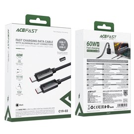 Кабель ACEFAST USB-C to USB-C C19-03 1.2m, 60W/3A Black (6974316284475), изображение 4