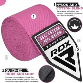 Бинты боксерские RDX RB Hand Wraps Pink 4.5 м (HWX-RP+), Цвет: Розовый, Длина бинта: 4.5 м, изображение 3