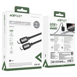 Кабель ACEFAST USB-C to USB-C  alloy charging data cable C20-03 1.2m, 60W/3A Black (6974316283775), изображение 4