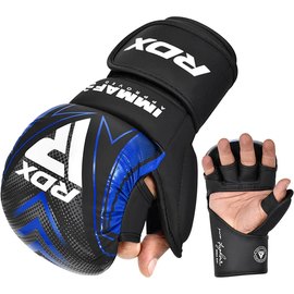Перчатки для ММА RDX IMMAF S Blue (GSR-IMF-1U), Размер: S, Цвет: Чёрный/Синий, изображение 2