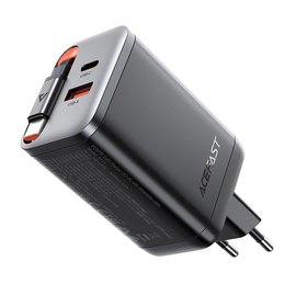 Зарядное устройство ACEFAST PD GaN charger with retractable cable A111 2USB-C/1USB-A, 67W/4.5A Black (6974316284062), изображение 3