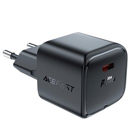 Зарядное устройство ACEFAST PD mini GaN USB-C charger A77 1USB-C, 30W/3A Black (6974316282662), изображение 2
