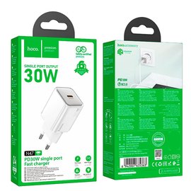 Зарядное устройство HOCO Glorious single port charger N47 Type-C, 30W, PD White (6942007635363), изображение 3