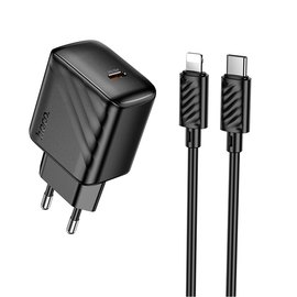 Зарядний пристрій HOCO Type-C to Lightning Cable Puerto single-port charger set CS24A 1Type-C, 25W/3A Black (6942007639767), зображення 3
