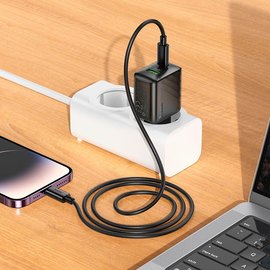 Зарядное устройство HOCO Type-C to Lightning Cable Rico charger set CS25A 1USB/1Type-C, 20W/3A Black (6942007639798), изображение 3