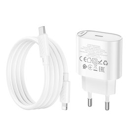 Зарядное устройство HOCO Type-C to Lightning Fighter single port charger set C109A 1Type-C, 3A/20W, PD White (6942007656665), изображение 2