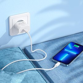 Зарядное устройство HOCO Type-C to Lightning Fighter single port charger set C109A 1Type-C, 3A/20W, PD White (6942007656665), изображение 3