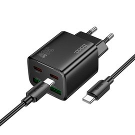 Зарядное устройство HOCO Type-C to Type-C Cable Fundador four-port charger set N56 2USB/2Type-C, 30W/3A, PD/QC Black (6942007632539)