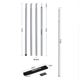 Стойки для тента стальные оцинкованные Naturehike Steel poles NH19PJ042 серые 2 шт/уп (6927595741931), изображение 3