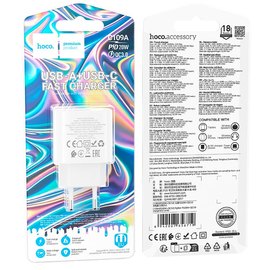 Зарядное устройство HOCO Fighter charger C109A 1Type-C/1USB, 3A/20W, PD/QC White (6942007656719), изображение 4