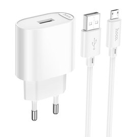 Зарядное устройство HOCO Micro USB Cable Fighter single port charger set C109A 1USB, 2.1A/10.5W White (6942007656603), изображение 3