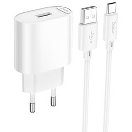 Зарядное устройство HOCO Type-C Cable Fighter single port charger set C109A 1USB, 2.1A/10.5W White (6942007656610), изображение 2