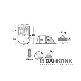 Палатка High Peak Ancona 4 (Dark Grey/Red) 925394
