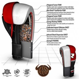 Боксерські рукавички RDX Quad Kore Red 12 ун. (798_10123), Вага: 12 унцій, зображення 2