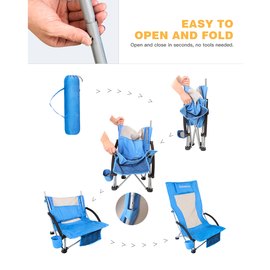 Раскладное кресло KingCamp High backed beach chair blue KC1901, изображение 5