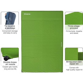 Самонадувающийся коврик KingCamp COMFORT DOUBLE green KM3084, изображение 4