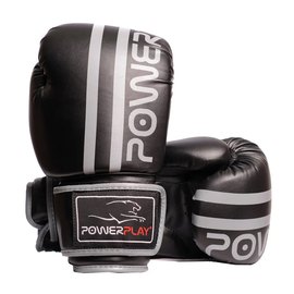Боксерські рукавички PowerPlay 3010 Чорно-сірі 12 ун (PP_3010_12oz_Black / Grey), Вага: 12 унцій