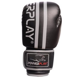 Боксерські рукавички PowerPlay 3010 Чорно-сірі 16 ун (PP_3010_16oz_Black / Grey), Вага: 16 унцій, зображення 4