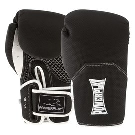 Боксерские перчатки PowerPlay 3011 Черно-белые карбон 12 ун (PP_3011_12oz_Bl/White), Вес: 12 унций