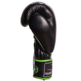 Боксерские перчатки PowerPlay 3018 Черно-зеленые 16 ун (PP_3018_16oz_Black/Green), Вес: 16 унций, Цвет: Чёрный/Зелёный, изображение 4