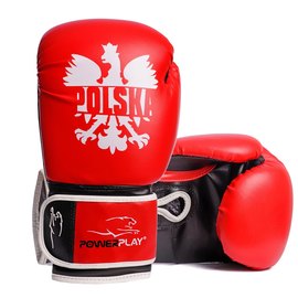 Боксерські рукавички PowerPlay 3021-1 Poland Червоно-чорні 12 ун (PP_3021_1P_12oz_Red_Black), Вага: 12 унцій