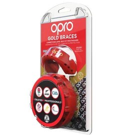 Капа для бокса OPRO Self-fit GEN4 Gold Braces Red/Pearl (art.002227008), Цвет: Красный, изображение 3