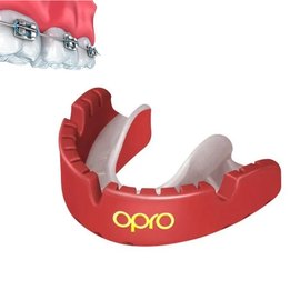 Капа для бокса OPRO Self-fit GEN4 Gold Braces Red/Pearl (art.002227008), Цвет: Красный