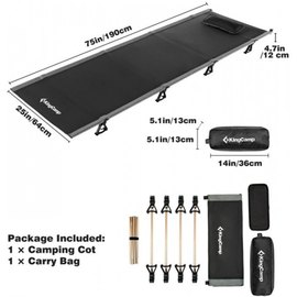 Раскладушка KingCamp Ultralight Camping Cot black KC3986, изображение 3