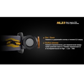 Фонарь налобный Fenix HL23 желтый HL23G, изображение 6