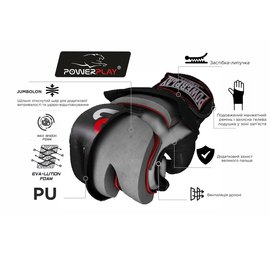 Перчатки для MMA PowerPlay 3093 черные S (PP_3093_S_Black), Размер: S, изображение 6