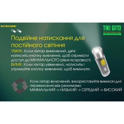 Фонарь-брелок Nitecore TIKI GITD люминесцентный с ультрафиолетом (6-1385_GITD_С), изображение 18