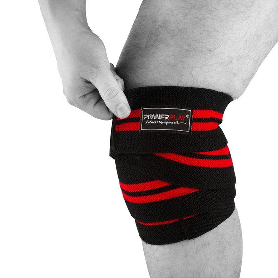 Бинти для колін PowerPlay 2509 чорно-червоні (PP_2509_Black / Red), зображення 4