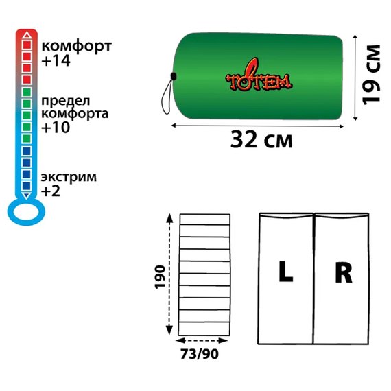 Спальний мішок Totem Woodcock L TTS-001.12-L, Сторона застібки: Ліва, Колір: Green, зображення 2