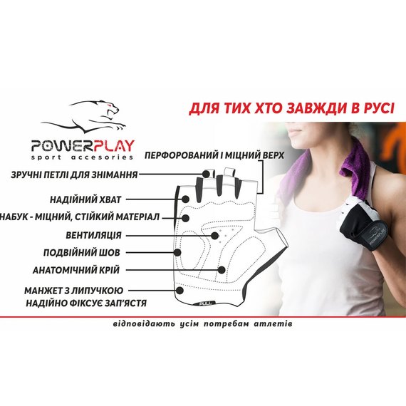 Рукавички для фітнесу PowerPlay 2935 жіночі сіро-помаранчеві XS (PP_2935_XS_Orange_Line), Розмір: XS, Колір: Сірий/Помаранчевий, зображення 9