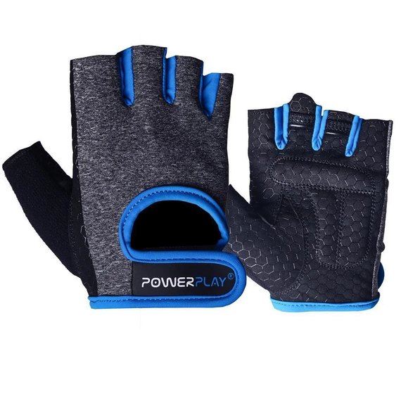 Рукавички для фітнесу PowerPlay 2935 жіночі сіро-сині XS (PP_2935_XS_Blue_Line), Розмір: XS, Колір: Сірий/Синій