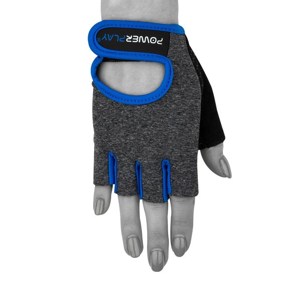 Рукавички для фітнесу PowerPlay 2935 жіночі сіро-сині XS (PP_2935_XS_Blue_Line), Розмір: XS, Колір: Сірий/Синій, зображення 8