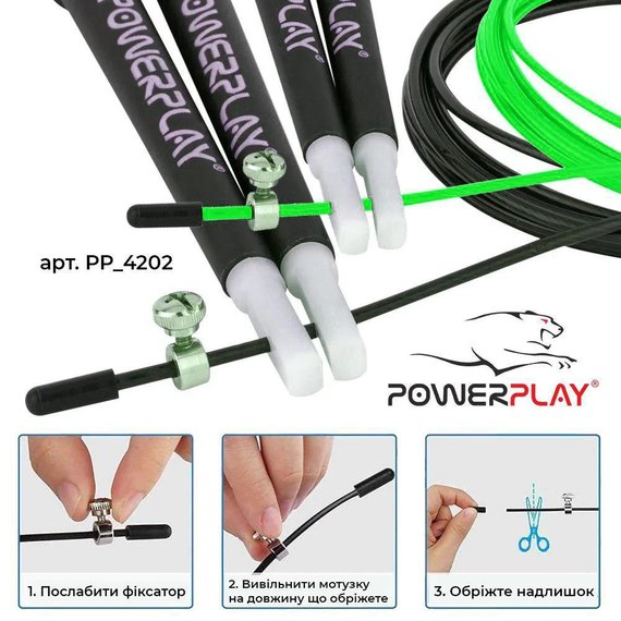 Скакалка скоростная PowerPlay 4202 зеленая (PP_4202_Green), Цвет: Зелёный, изображение 5