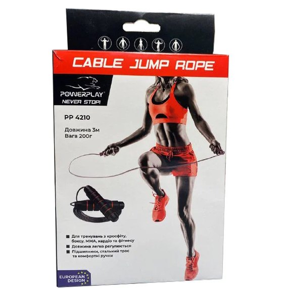 Скакалка скоростная PowerPlay 4210 черная (PP_4210_Black/Red), изображение 8