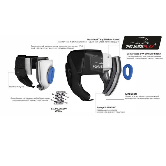 Боксерський шолом PowerPlay 3066 PU + Amara чорний L (PP_3066_L_Black), Розмір: L, зображення 9