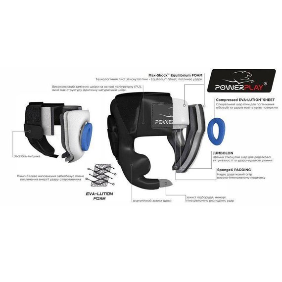 Боксерський шолом PowerPlay 3084 синій XL (PP_3084_XL_Blue), Розмір: XL, зображення 9