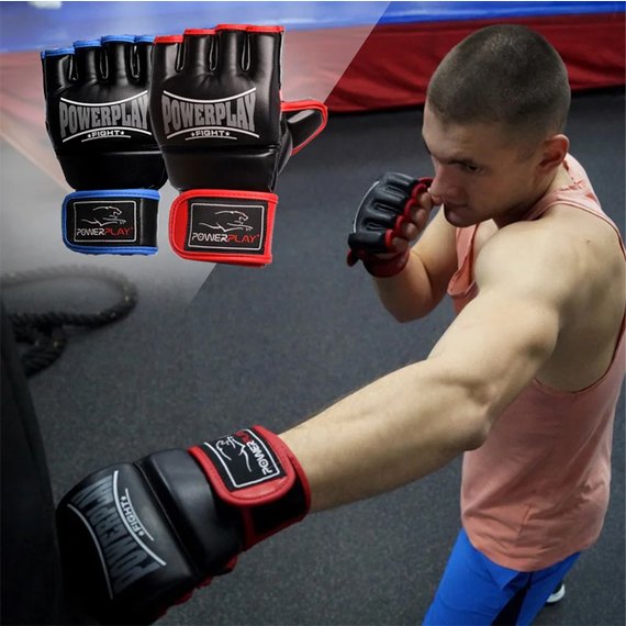 Перчатки для MMA PowerPlay 3058 черно-синие S (PP_3058_S_Black/Blue), Размер: S, изображение 10
