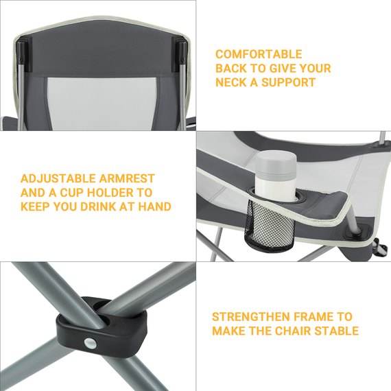 Стілець KingCamp Arms Chairin Steel black / medium grey KC3818, Колір: Сірий, зображення 5