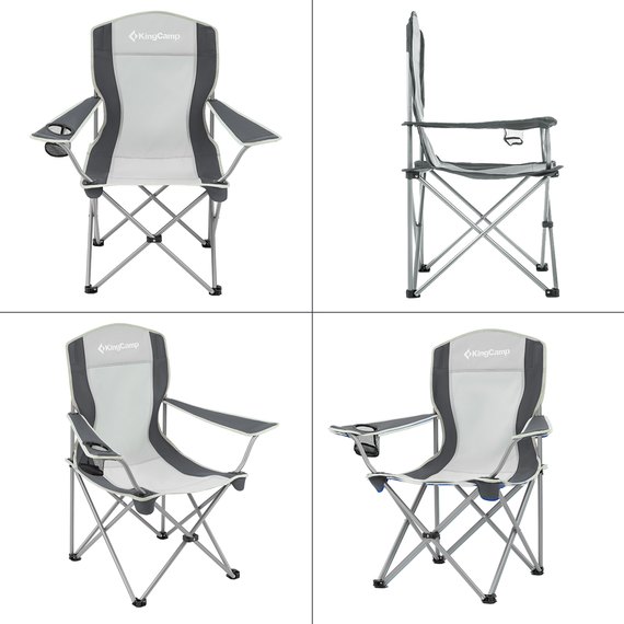 Стілець KingCamp Arms Chairin Steel black / medium grey KC3818, Колір: Сірий, зображення 6