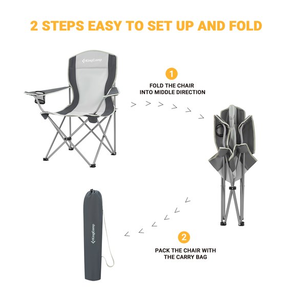 Стілець KingCamp Arms Chairin Steel black / medium grey KC3818, Колір: Сірий, зображення 7