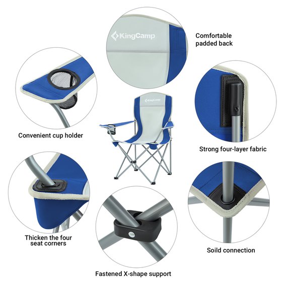 Стул KingCamp Arms Chairin Steel Grey/Blue KC3818, Цвет : Синий, изображение 4
