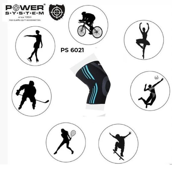 Наколенник спортивный Power System PS-6021 Black/Blue M (PS-6021_M_Black-Blue), Размер: M, Цвет: Black/Blue, изображение 5