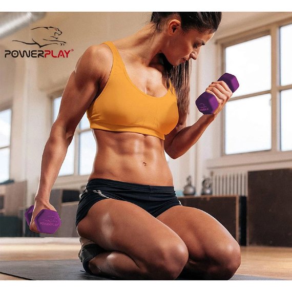 Гантель PowerPlay 4125 виниловая 2.5 кг фиолетовая (PP_4125_2.5kg), Вес: 2.5 кг, изображение 5